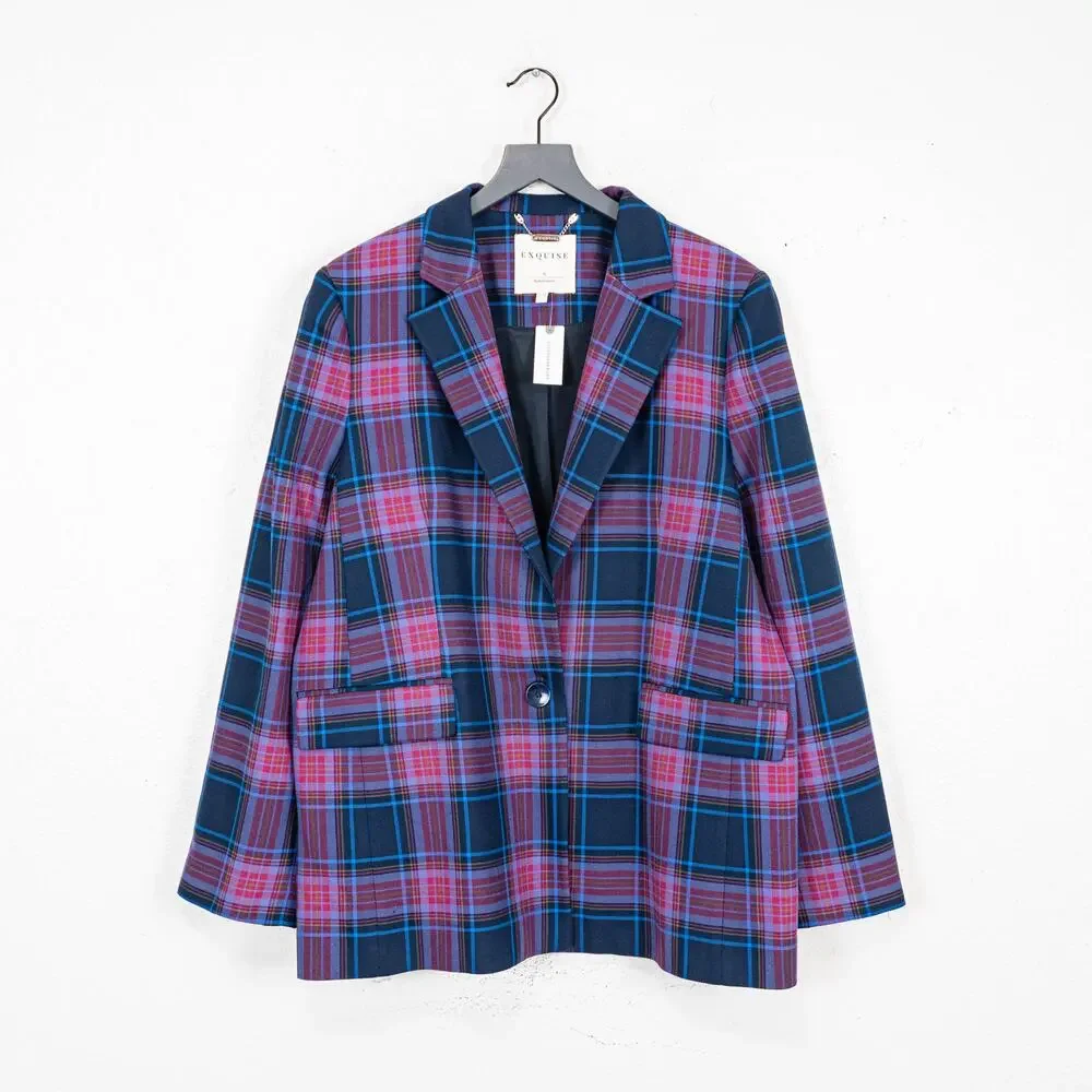 Antropologie X Exquise Plaid Blazer Jacket size XL NEW